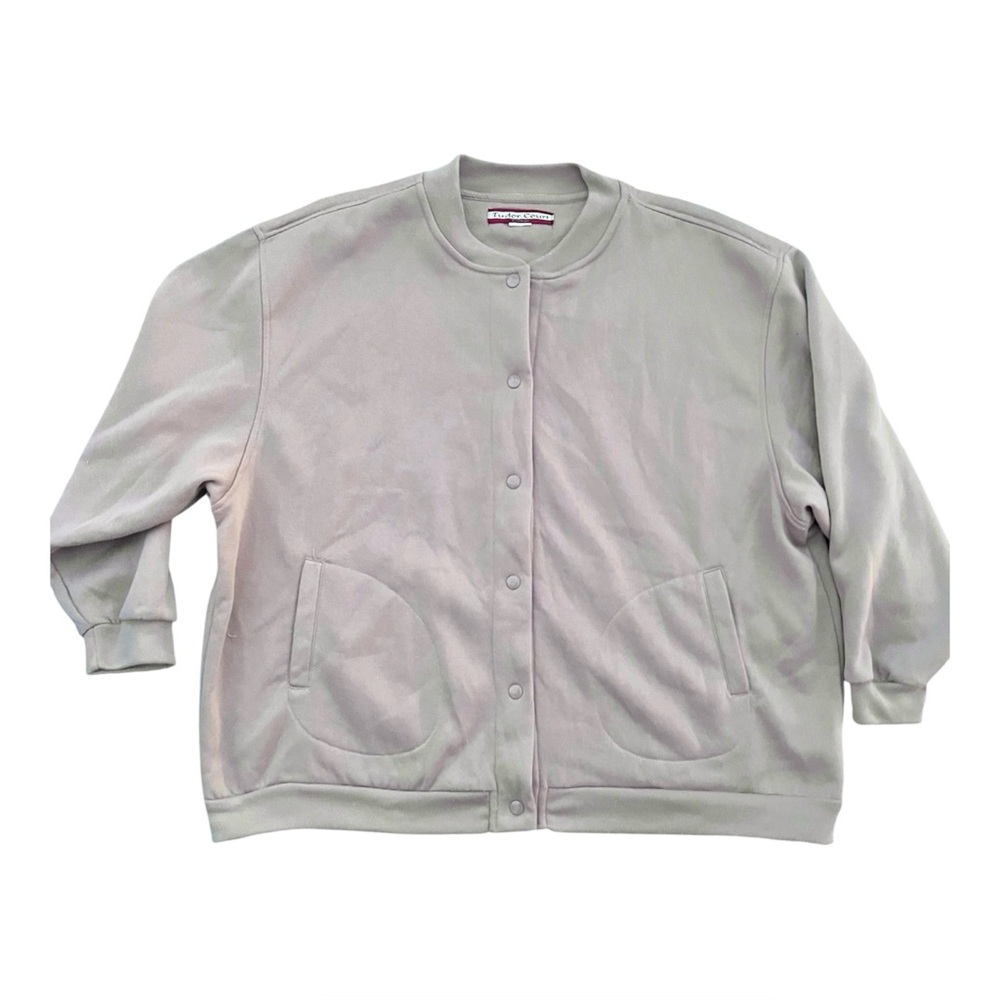 VTG Tudor Court Beige Vintage Long Sleeve Button Up Soft Fleece Jacket - XL